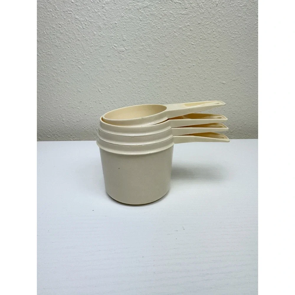 Set Of Tupperware 761-6 Stack Nesting Measuring Cups Almond Beige Replacements 4